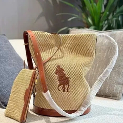 Túi Hobo Polo RL cói viền da nâu