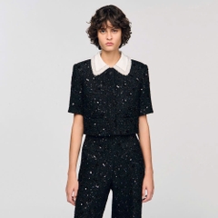 ÁO KHOÁC NGẮN VẢI TWEED ĐÍNH ĐÁ