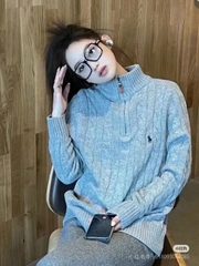 Áo len cotton dệt kim có khóa kéo