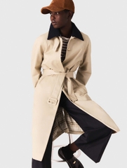 Áo khoác trench coat cổ và tay áo tương phản