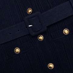 Váy MIDI dệt kim viscose màu xanh navy