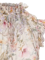 Đầm maxi chiffon in họa tiết xếp nếp