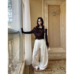 Quần khaki suông T-Flatform lưng chun kèm belt 3 màu (JW116169)