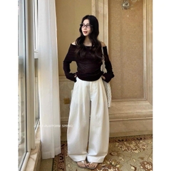Quần khaki suông T-Flatform lưng chun kèm belt 3 màu (JW116169)