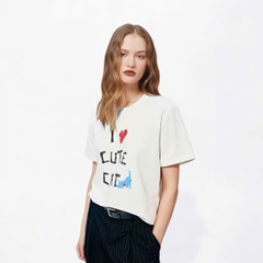 T-shirt Mo&Co hoạ tiết I cute Cat 2 màu