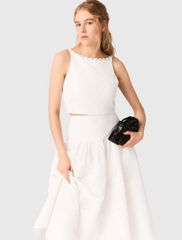 Áo croptop bằng vải taffeta cổ đính đá (Set 2pcs tách)