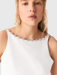 Áo croptop bằng vải taffeta cổ đính đá (Set 2pcs tách)