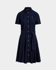 Đầm sơ mi tay ngắn bằng vải cotton Oxford