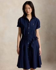 Đầm sơ mi tay ngắn bằng vải cotton Oxford