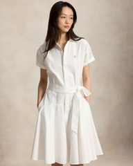 Đầm sơ mi tay ngắn bằng vải cotton Oxford