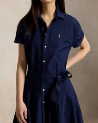 Đầm sơ mi tay ngắn bằng vải cotton Oxford