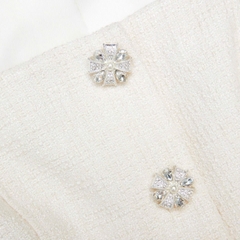 ĐẦM MIDI DÀI TAY BẰNG CHIFFON MÀU KEM