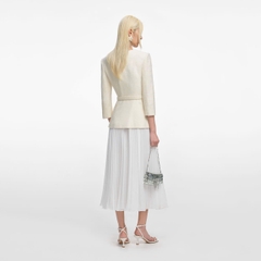ĐẦM MIDI DÀI TAY BẰNG CHIFFON MÀU KEM