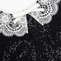 VÁY NGẮN MÀU ĐEN ĐÍNH SEQUIN BẰNG VẢI BOUCLE