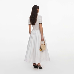 VÁY MIDI DỆT KIM MÀU TRẮNG BẰNG VẢI LANH