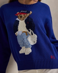 Áo len cổ tròn bằng cotton hiệu Polo Bear