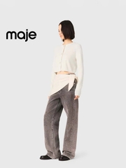 Cardigan len tăm khuy nơ đá dáng lửng