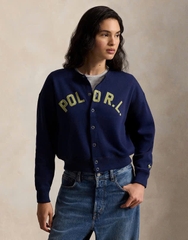 Áo khoác cardigan Polo RL cài nút bằng vải nỉ có logo