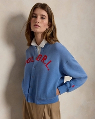 Áo khoác cardigan Polo RL cài nút bằng vải nỉ có logo