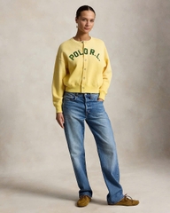 Áo khoác cardigan Polo RL cài nút bằng vải nỉ có logo