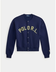 Áo khoác cardigan Polo RL cài nút bằng vải nỉ có logo