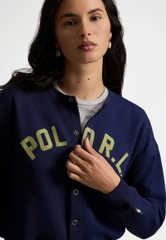 Áo khoác cardigan Polo RL cài nút bằng vải nỉ có logo
