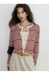 CDG Mo&Co kẻ ngang cổ tròn 2 màu 85% wool 15% silk