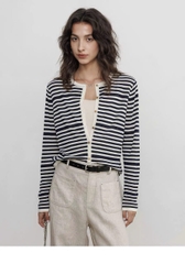 CDG Mo&Co kẻ ngang cổ tròn 2 màu 85% wool 15% silk