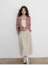 CDG Mo&Co kẻ ngang cổ tròn 2 màu 85% wool 15% silk