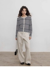 CDG Mo&Co kẻ ngang cổ tròn 2 màu 85% wool 15% silk