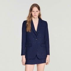 ÁO KHOÁC VEST SANDRO KẺ SỌC ĐÍNH SEQUIN