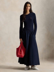 Đầm cotton Polo RL thân trên dệt kiểu vặn thừng dáng maxi