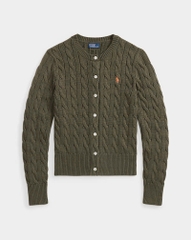 Áo khoác cardigan Polo RL cổ tròn bằng cotton dệt kim kiểu cáp