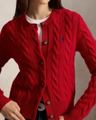 Áo khoác cardigan Polo RL len wool đan kiểu cáp
