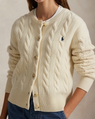 Áo khoác cardigan Polo RL len wool đan kiểu cáp