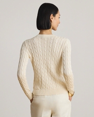 Áo khoác cardigan POLO RL dệt kim kiểu cáp, chất liệu cotton pha