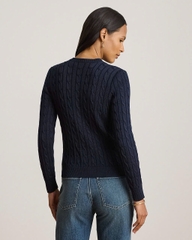 Áo khoác cardigan POLO RL dệt kim kiểu cáp, chất liệu cotton pha