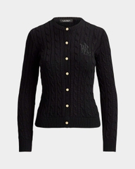 Áo khoác cardigan POLO RL dệt kim kiểu cáp, chất liệu cotton pha