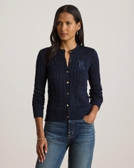Áo khoác cardigan POLO RL dệt kim kiểu cáp, chất liệu cotton pha