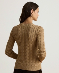 Áo khoác cardigan POLO RL dệt kim kiểu cáp, chất liệu cotton pha