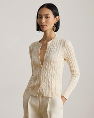 Áo khoác cardigan POLO RL dệt kim kiểu cáp, chất liệu cotton pha