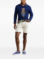 Áo Polo Bear màu xanh coban gấu đeo vòng cổ 100% cotton
