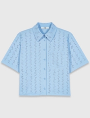 ÁO SƠ MI MAJE COTTON NGẮN TAY ĐÍNH ĐÁ