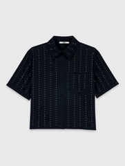 ÁO SƠ MI MAJE COTTON NGẮN TAY ĐÍNH ĐÁ