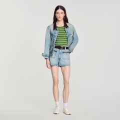 QUẦN SHORT SANDRO DENIM PHỐI DA