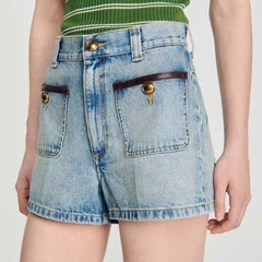 QUẦN SHORT SANDRO DENIM PHỐI DA