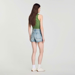 QUẦN SHORT SANDRO DENIM PHỐI DA