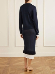 CDG 100% wool viền trắng khuy vàng