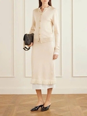 CDG 100% wool viền trắng khuy vàng