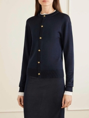 CDG 100% wool viền trắng khuy vàng